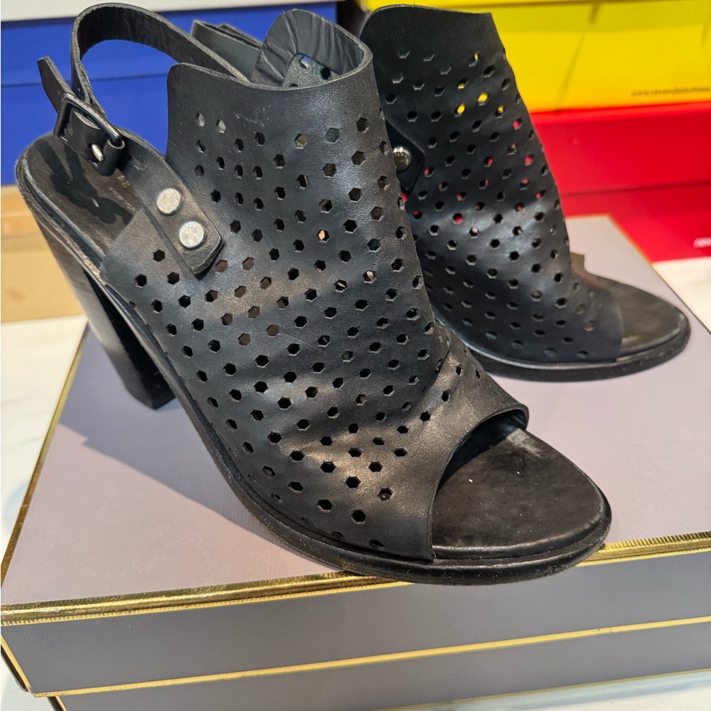 rag & bone Black Perforated Heeled Sandals